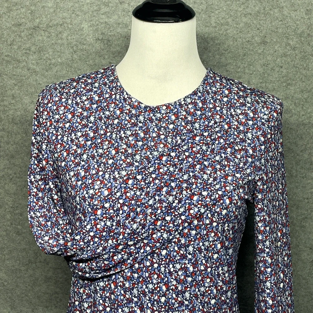 Tory Burch Women Med Chrissy Dress Hudson Blue Print Long Slv Sheath Royal Kate